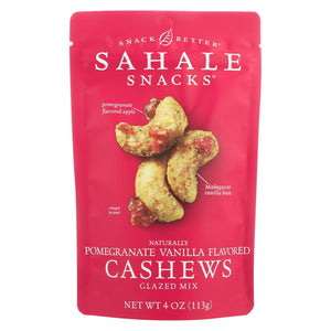 Sahale Snacks Cashews Glazed Nuts - Pomegranate And Vanilla - Case Of 6 - 4 Oz.