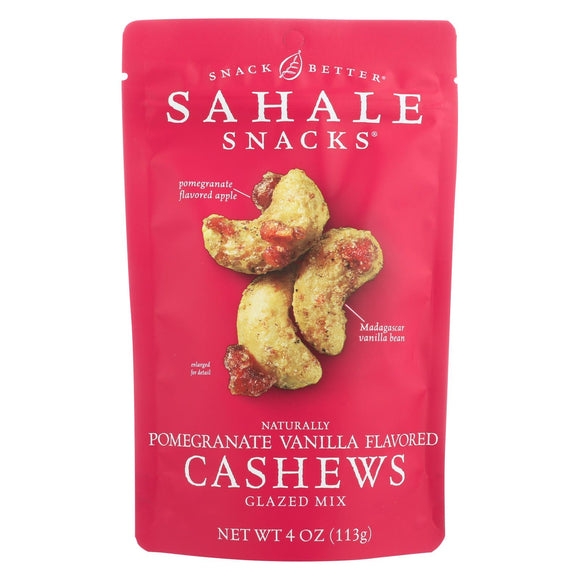 Sahale Snacks Cashews Glazed Nuts - Pomegranate And Vanilla - Case Of 6 - 4 Oz.