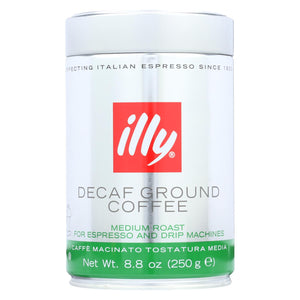 Illy Caffe Coffee Coffee - Espresso And Drip - Ground - Medium Roast - Decaf - 8.8 Oz - Case Of 6