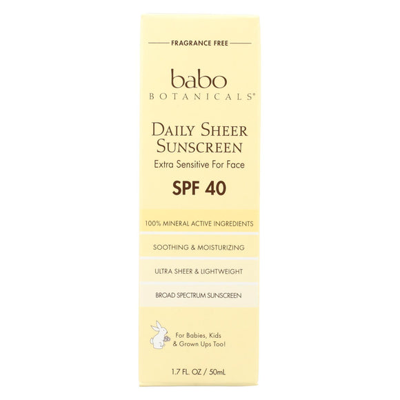 Babo Botanicals - Sunscreen - Daily Sheer - Spf 40 - 1.7 Oz