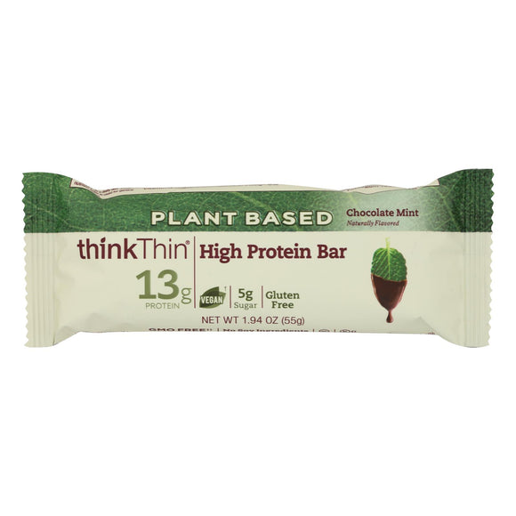 Think! Thin Plant Based Protein Bar - Chocolate Mint - Case Of 10 - 1.94 Oz