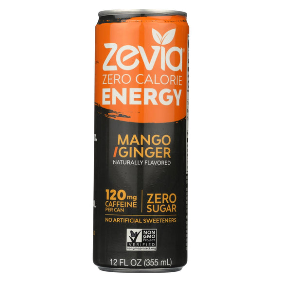 Zevia Zero Calorie Energy Drink - Mango/ginger - Case Of 12 - 12 Fl Oz